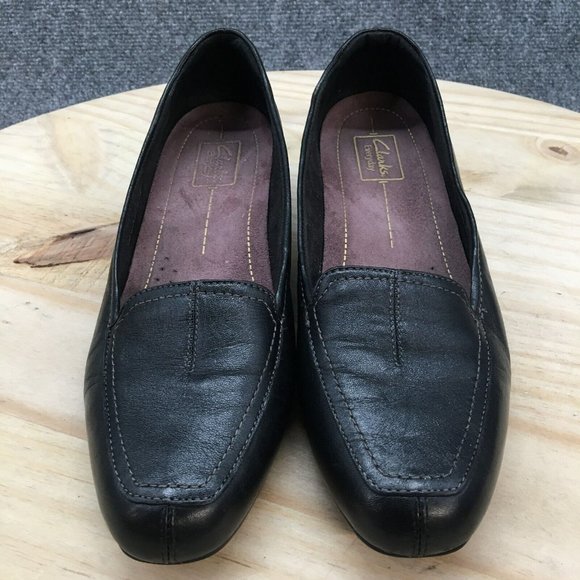 Clarks Shoes Womens 10 M Everyday Slip On Loafers Black Leather Comfort 85130 - Picture 4 of 9